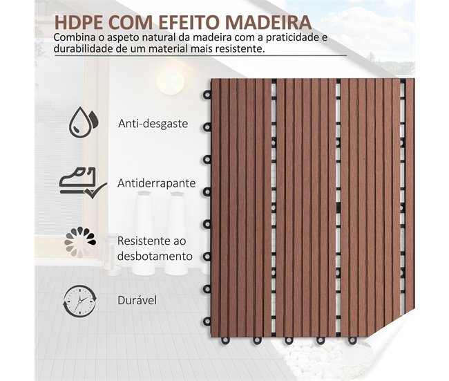 Baldosas de Exterior HDPE Outsunny Marron