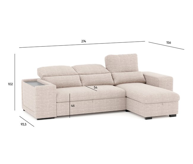 Chaise longue con cama HOXTON Beige