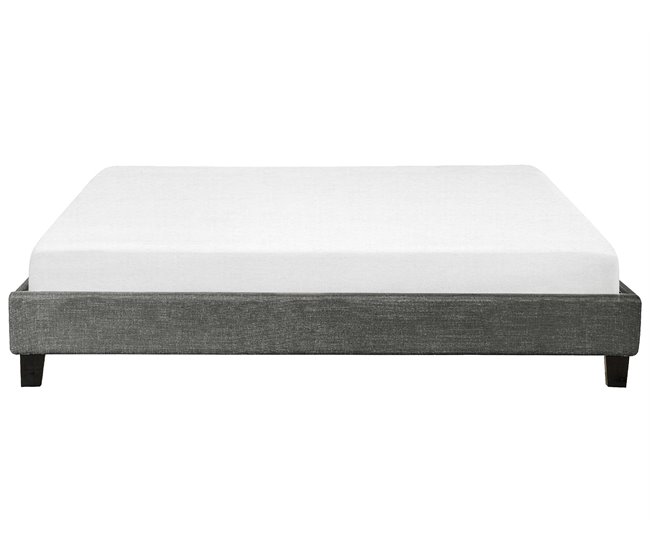 Beliani Cama con somier Poliéster ROANNE Gris
