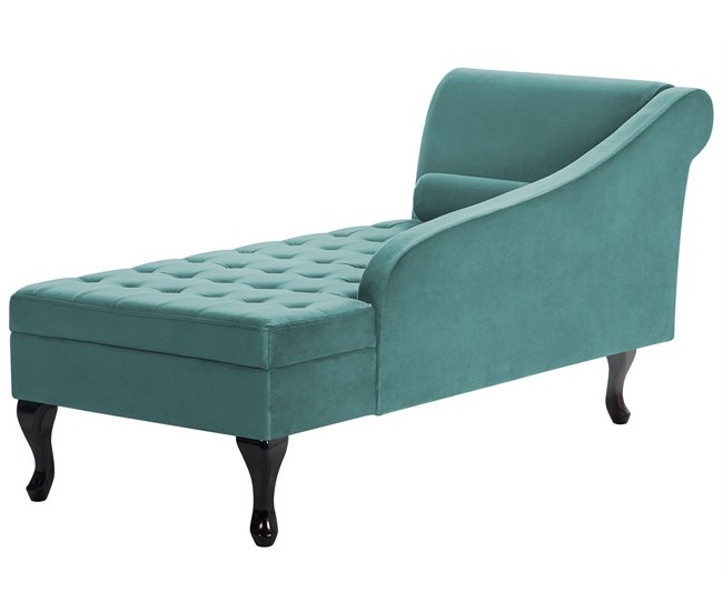 Beliani Chaise longue Terciopelo PESSAC Azul/ Verde