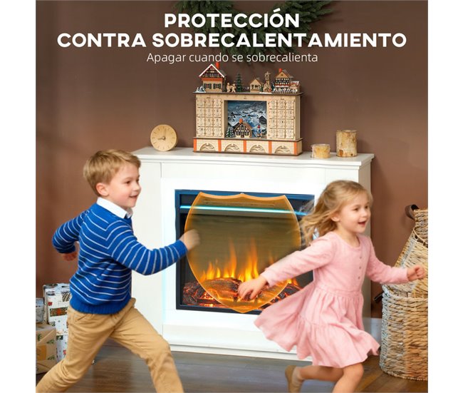 Chimenea Eléctrica MDF, Vidrio HOMCOM, hogar - climatización Blanco