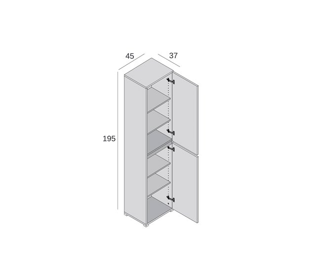 Armario multiusos 2 puertas efecto madera 45 Blanco