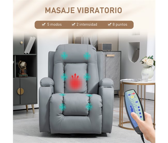 Sillón de Masaje PU HOMCOM, hogar - sofás y butacas Gris