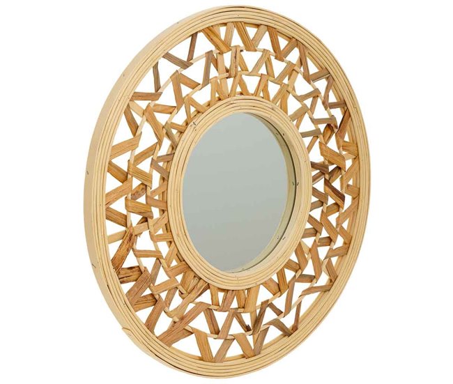 Espejo de bambú y fibra natural Marron