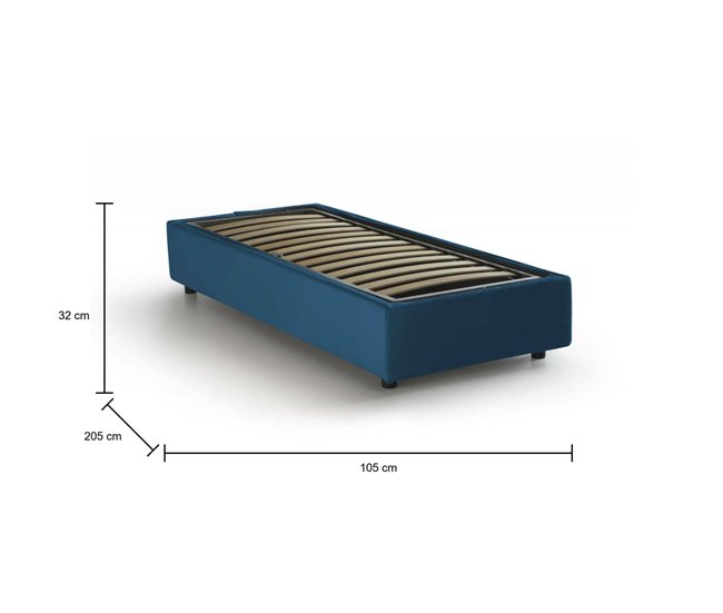 Cama individual en tela Azul Marino