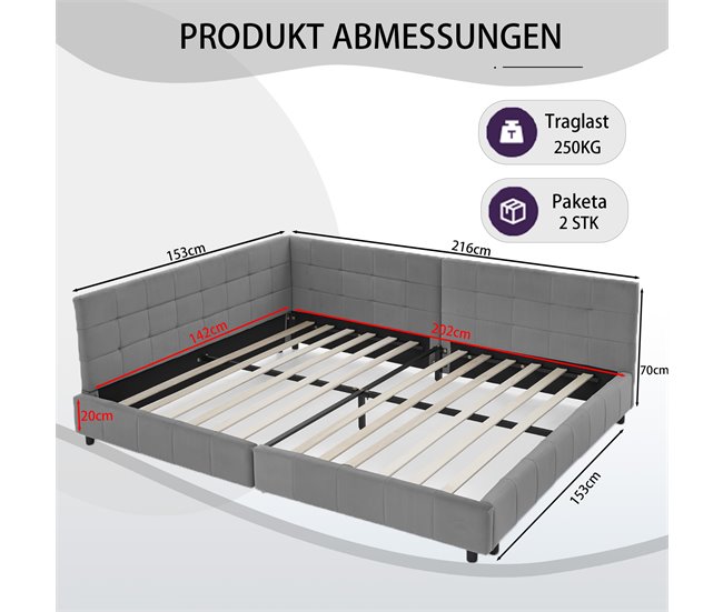 Camas individuales 216x153 Gris