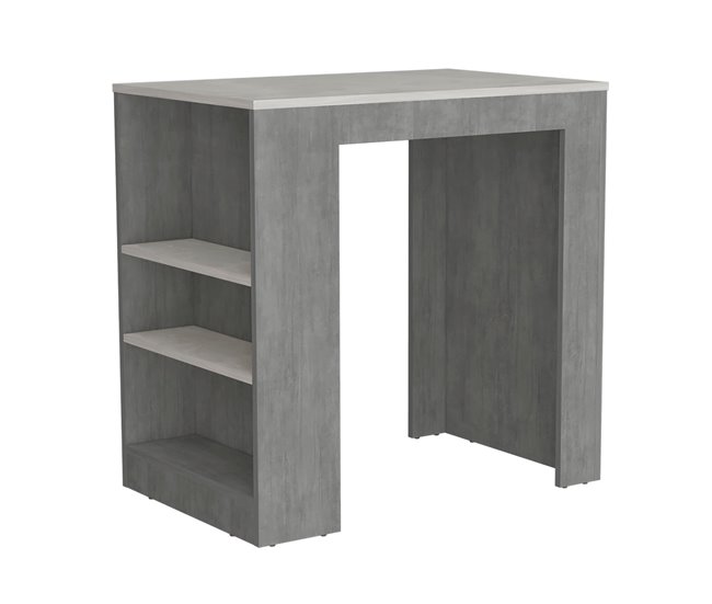 Mesa Auxiliar de cocina Portree en melamina con 2 estantes Blanco/ Gris