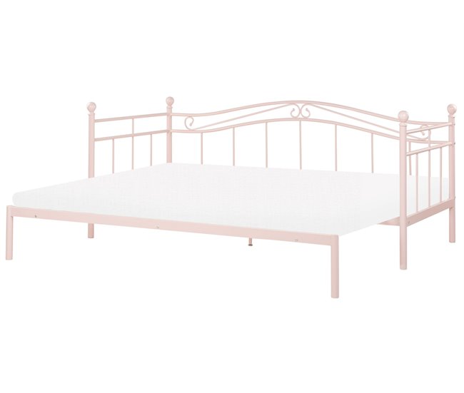 Beliani Cama nido Acero TULLE Rosa Talco