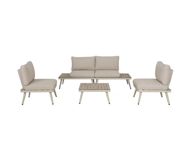 Set de jardín BIARRITZ con sofá y mesa de centro color blanco Blanco/ Madera