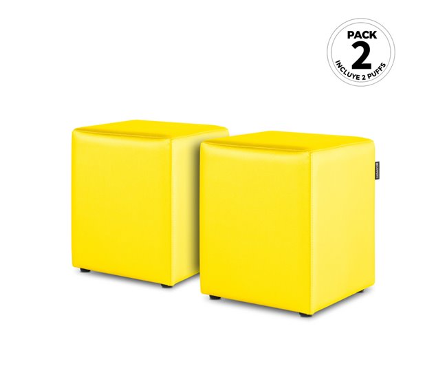 2 unidades Puff Cubo Polipiel  HAPPERS Amarillo