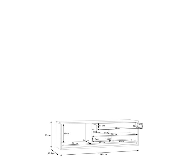 Mueble tv 1 puerta 1 cajón MONTREAL  Negro/ Madera