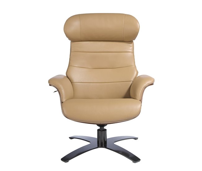 ANGEL CERDA Sillón giratorio reclinable piel arena Gris