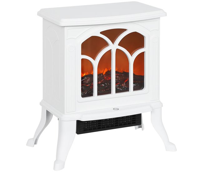 Chimenea Eléctrica Metal, Plástico HOMCOM, hogar - climatización Blanco