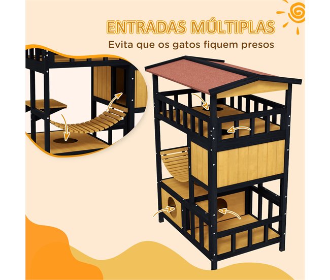 Caseta para Gatos Pino, Madera de Abeto Madera