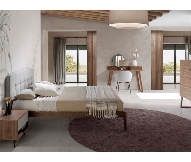 ANGEL CERDÁ Cama capitoné tela Nogal