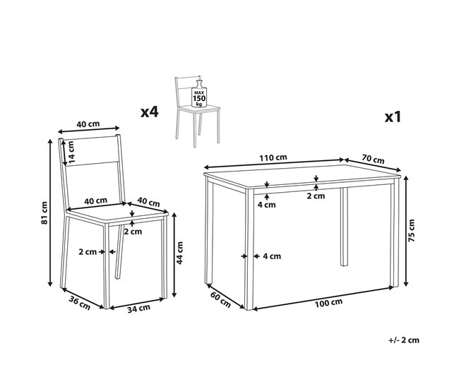 Beliani Conjunto de comedor HAMRY Marron