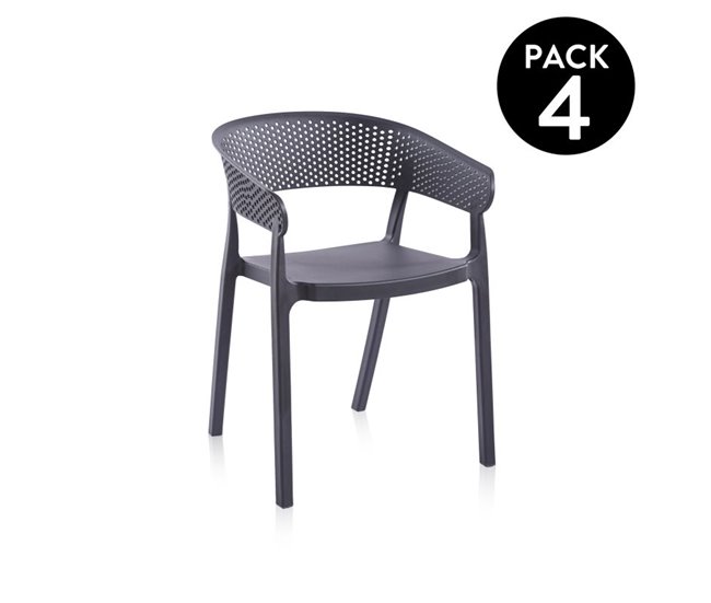 Pack 4 sillas de exterior Diza Antracita