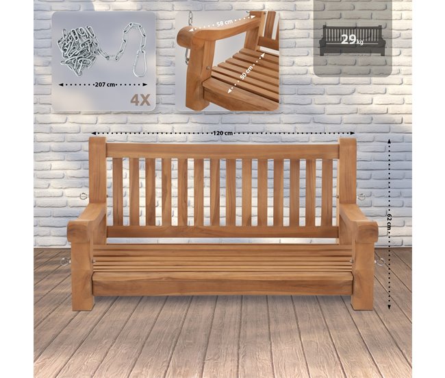 Banco de jardín - Joyce - Madera 120x70 Marron