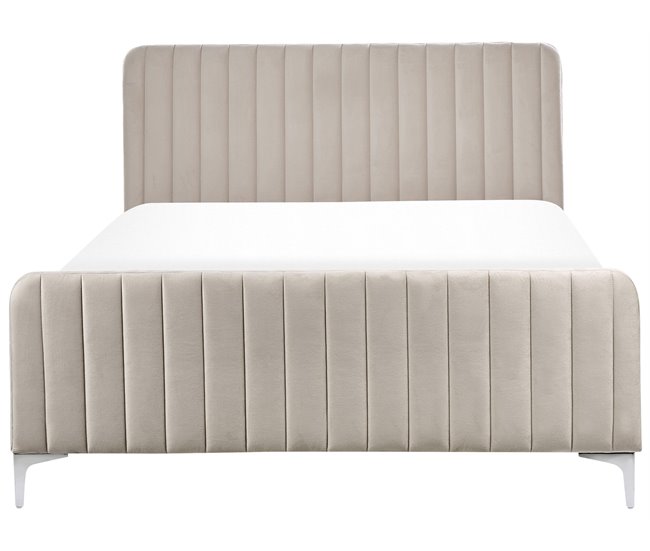 Beliani Cama Terciopelo LUNAN 146x215 Gris
