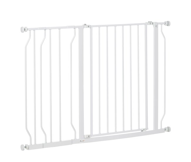 Barrera de Seguridad de Perros Acero, ABS PawHut Blanco