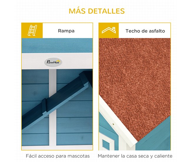 Conejera Madera de Abeto PawHut Azul