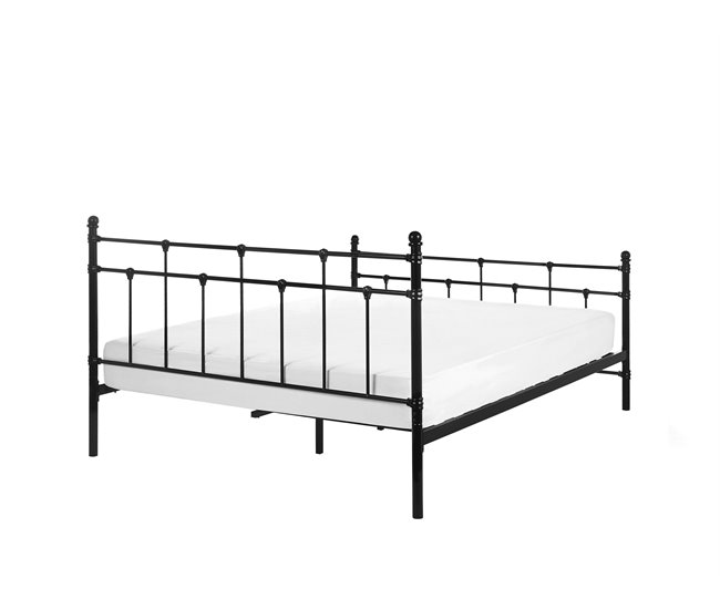 Beliani Cama Acero LYNX 168x209 Negro
