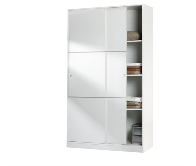 Armario TREVI puertas correderas 120x200cm blanco brillo Blanco Brillo