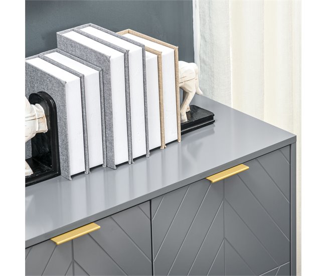 Aparador de Salón MDF, Metal HOMCOM, hogar - muebles de comedor Gris
