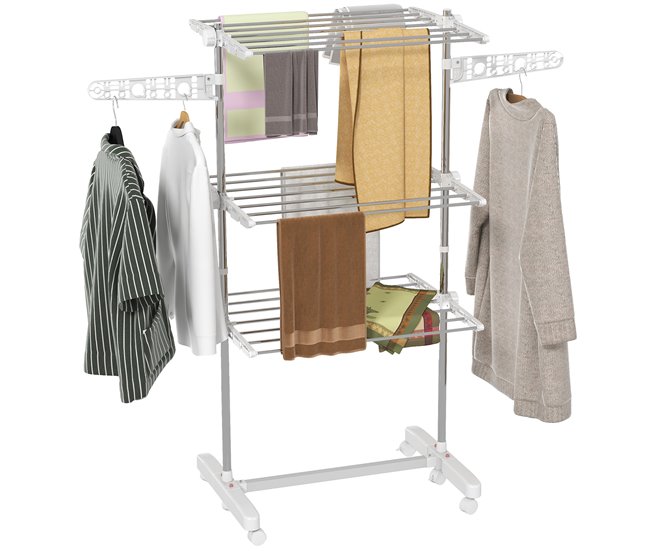 Tendedero Plegable ABS y Acero Inoxidable HOMCOM Gris