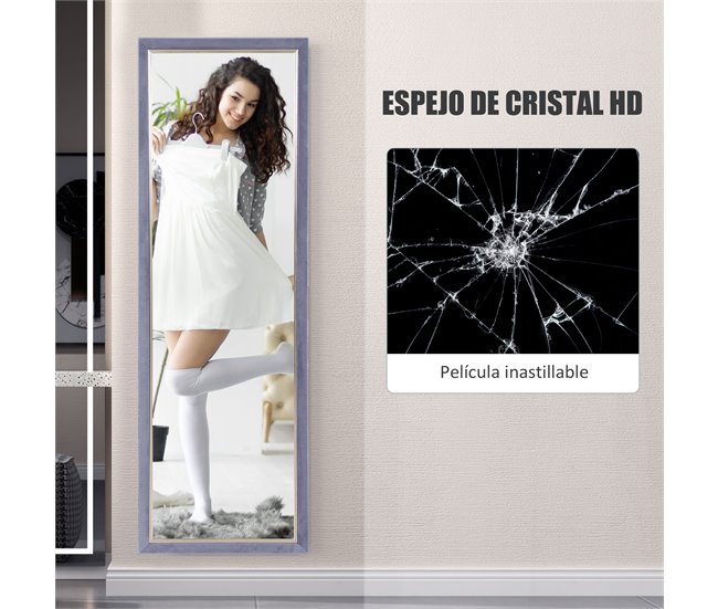 Espejo De Cuerpo Entero Con Luces LED De Pie Luz Ajustable De 3 Colores 50x151 Cm HOMCOM