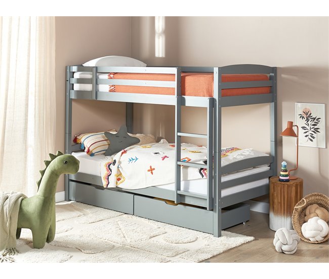 Beliani Conjunto de 2 cajones de cama Madera de pino RUMILLY Gris