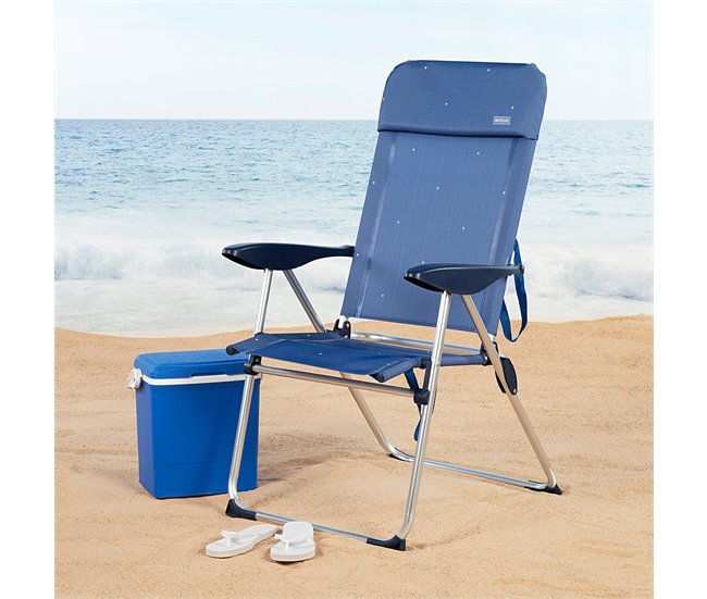 Aktive silla de playa plegable metálica 4 posiciones La Palma Azul