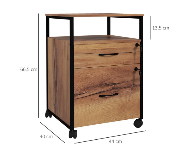 Cajonera de Oficina Melamina de Madera, Acero Vinsetto Marron