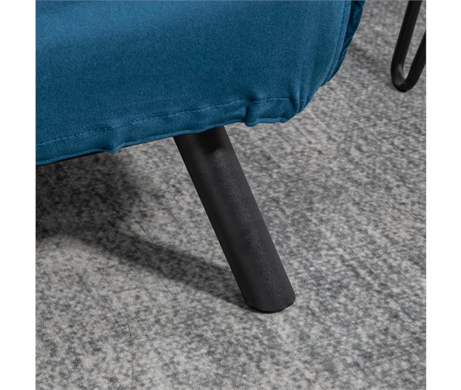 Sofá Cama Acero, Espuma, Poliéster, Madera de Caucho HOMCOM Azul