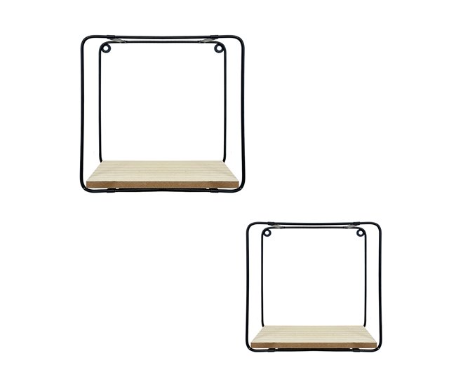 Acomoda Textil – Estantería para Pared de Madera. (2 Cubos) Madera Clara