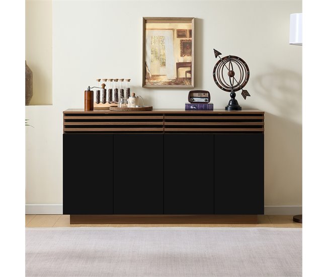 Aparador con 4 puertas y 2 cajónes Negro