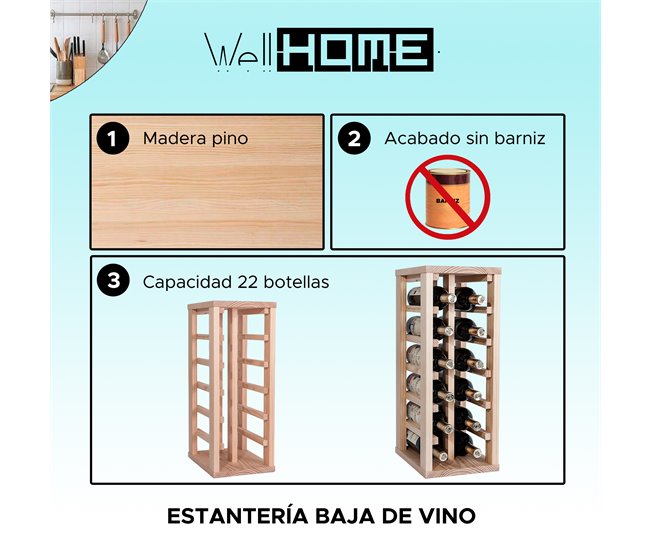 Botellero de estante bajo Natural