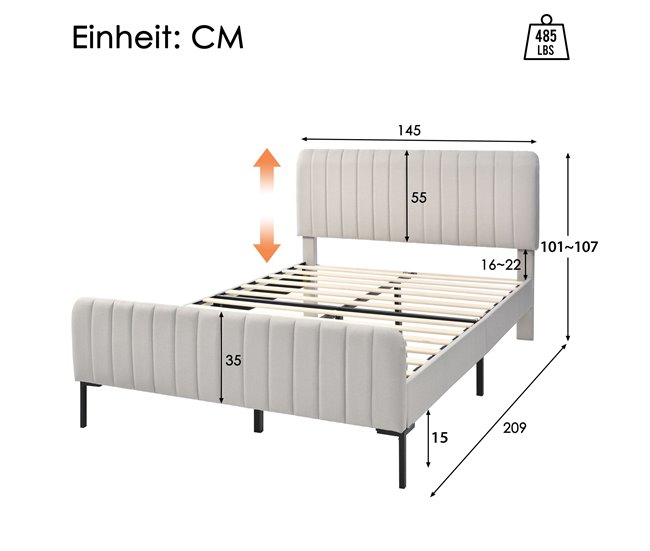 Camas de matrimonio 145x209 Beige