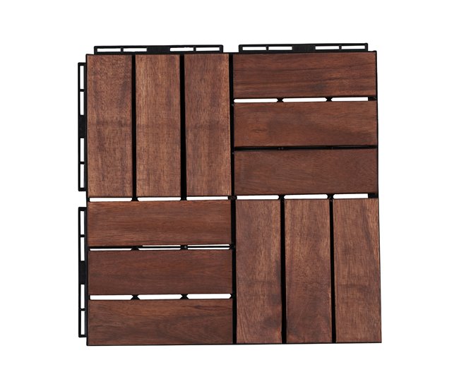 Set de 10 baldosas clic Alliste 12 láminas acacia/plástico Marron