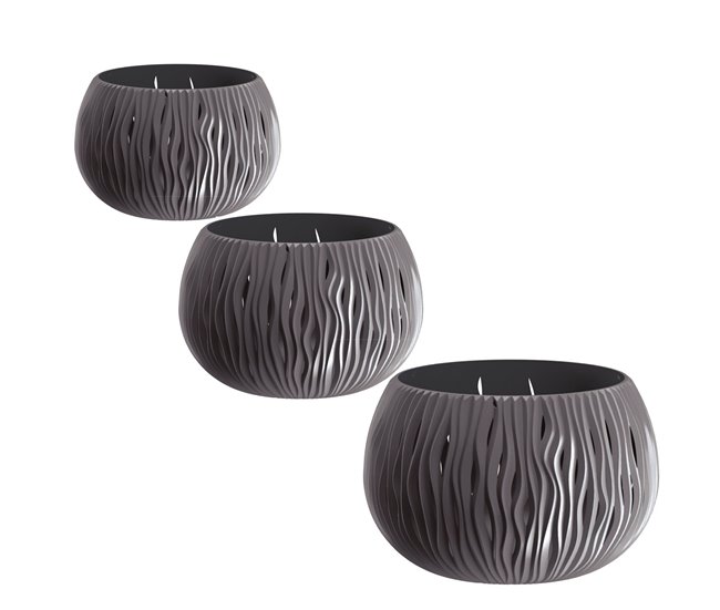 Pack 3 macetas Prosperplast BETON BOWL Antracita