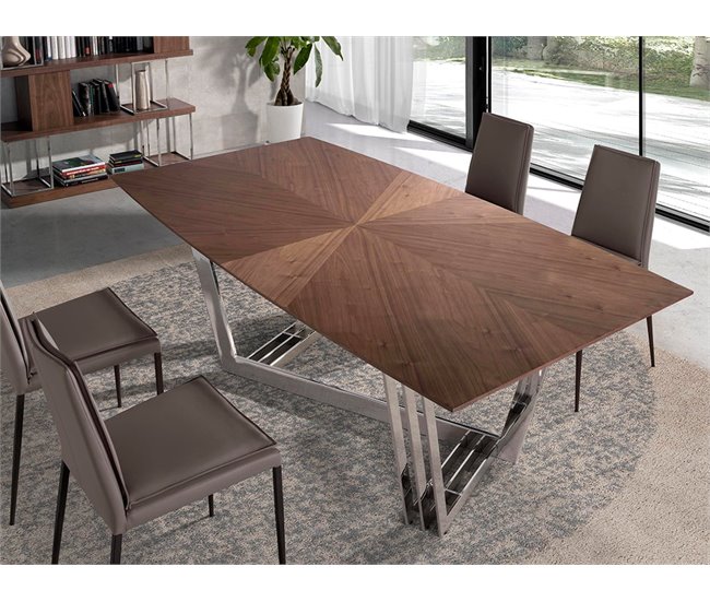 Mesa comedor ovalada barril madera nogal Negro