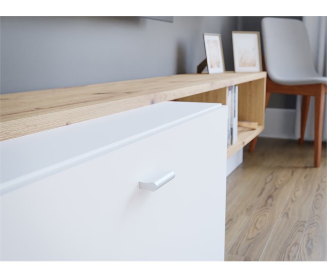 Compacto TV ARY 225cm blanco y roble Blanco/ Madera