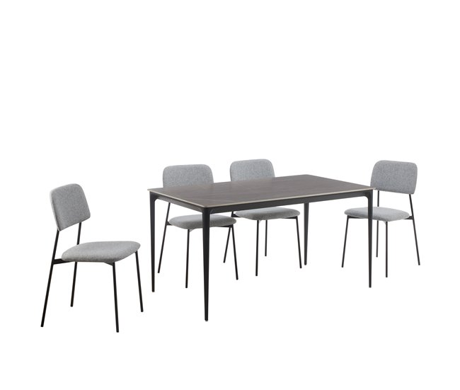Set de comedor 1 mesa y 4 sillas gris STONE Gris