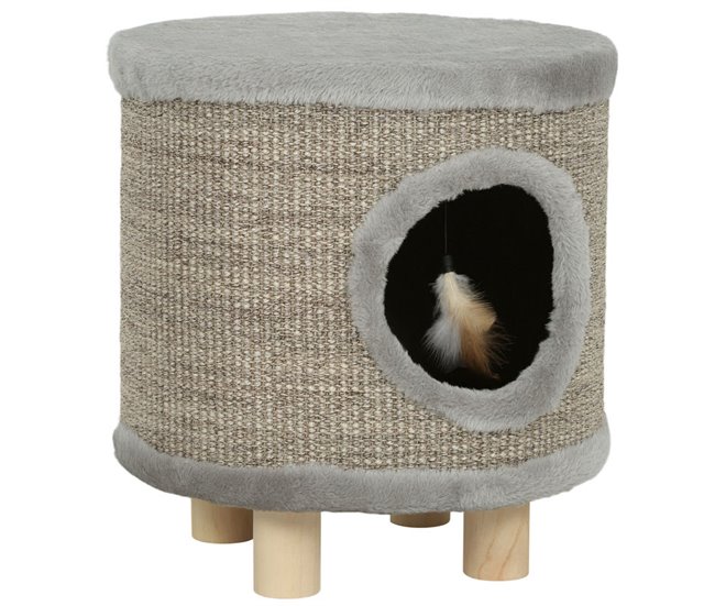 Casa para Gatos Aglomerado de Madera, Felpa PawHut Gris