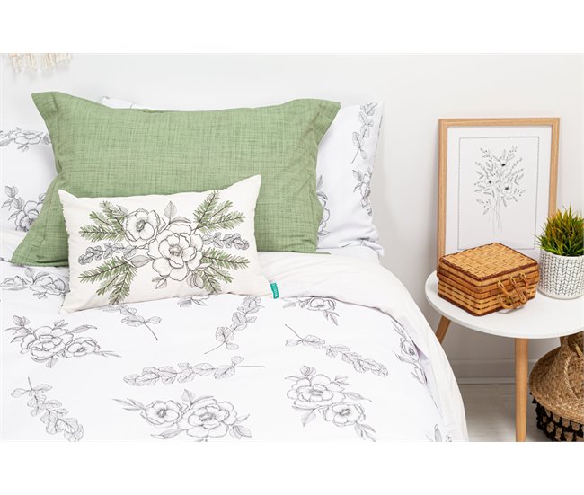 Funda cuadrante Flor Contorno Flor Blanco