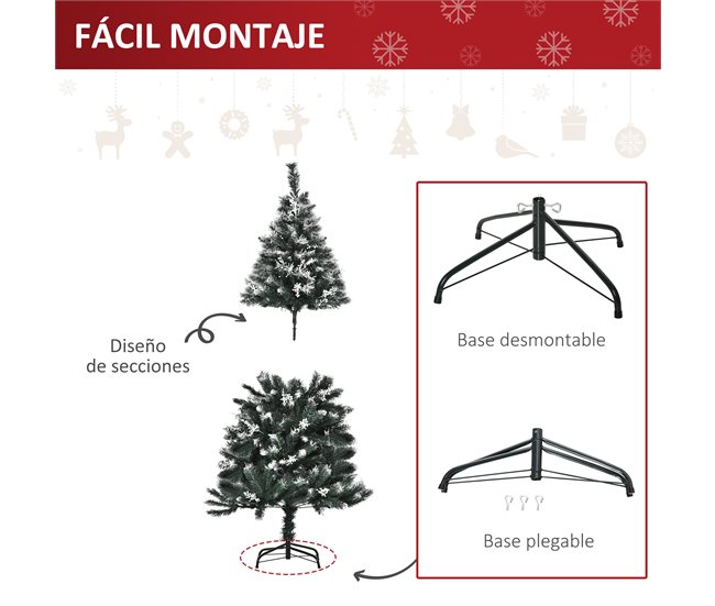 Árbol de Navidad Plástico, Acero HOMCOM, hogar - decoración Verde