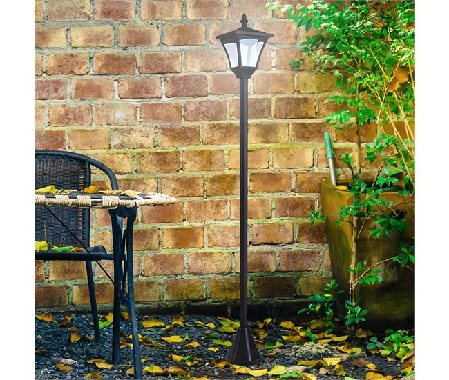 Farol Solar de Jardín Plásico Outsunny Negro