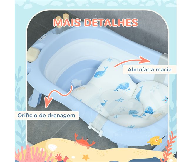 Bañera para Bebé PP, TPE, Espuma, Poliéster ZONEKIZ Azul