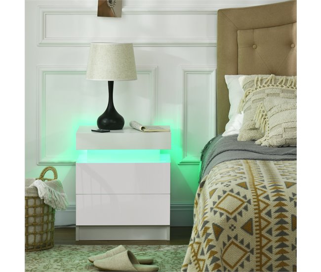 Mesita de Noche Melamina de Madera HOMCOM 45 Blanco