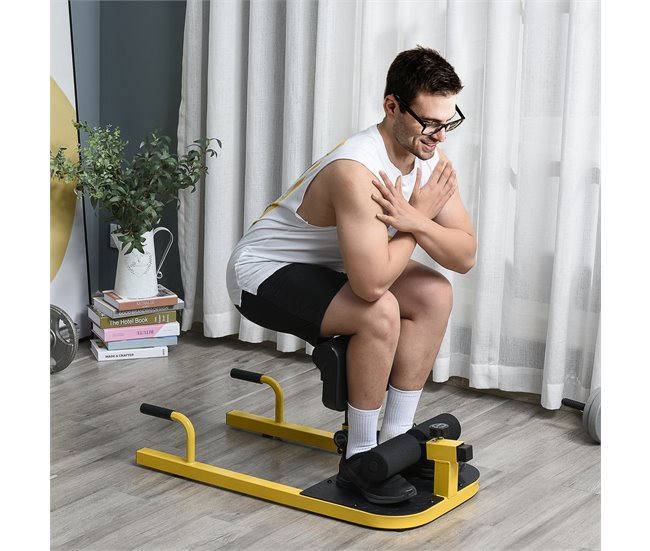 3-en-1 Profundo Sissy Squat Acero y EVA HOMCOM Amarillo